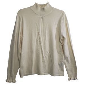 Investments Petites Woman's PXL Cream Mock Neck Sweater with Added Details